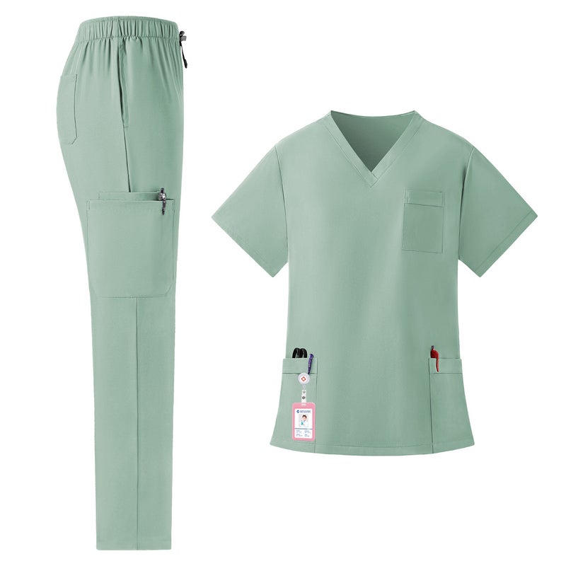 Unisex Medical Nurse Uniform Set – Slim-Fitting Moisture-Wicking Summer Work Clothes - Image 1